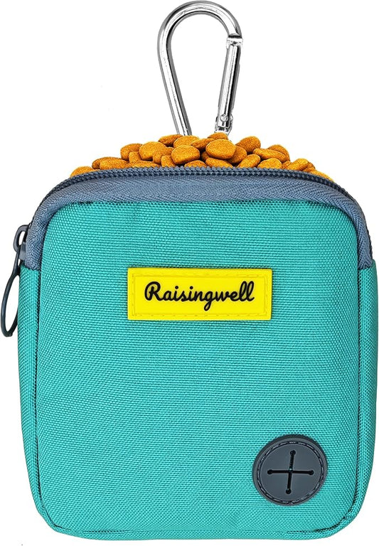 Dog Treat Pouch for Pet Walking and Training with Clicker Poop Bags Small Fanny Zipper Pack Holder for Puppy Snack Dispenser Kit for Leash and Outdoor Use （Green）