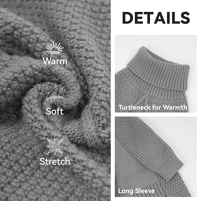 cyeollo 4XL Dog Sweater,Knitwear Pullover Sweaters Turtleneck Fall Winter Dog Clothes Sweaters for Large Dogs Male, Grey XXXXL