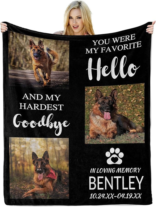Personalized Dog Memorial Gifts for Loss of Dog, Custom Blanket with Pictures, Pet Memorial Gifts for Loss of Dogs, in Loving Memory Blankets, Loss of Pet Bereavement Gift