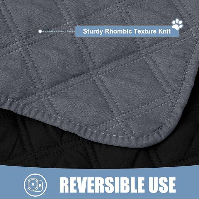 Smiry Waterproof Dog Bed Cover Pet Blanket, Soft Washable Dog Blanket for Furniture Bed Couch Sofa Reversible, Checkered (52"x82", Dark Grey/Black)