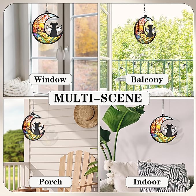 Dog Memorial Gifts for Loss of Dog, 2-Layer DIY Dog Angel Memorial Suncatcher with Sympathy Card, Pet Memorial Gifts for Dogs, Pet Passing Away Remembrance Gift (Sunflower)