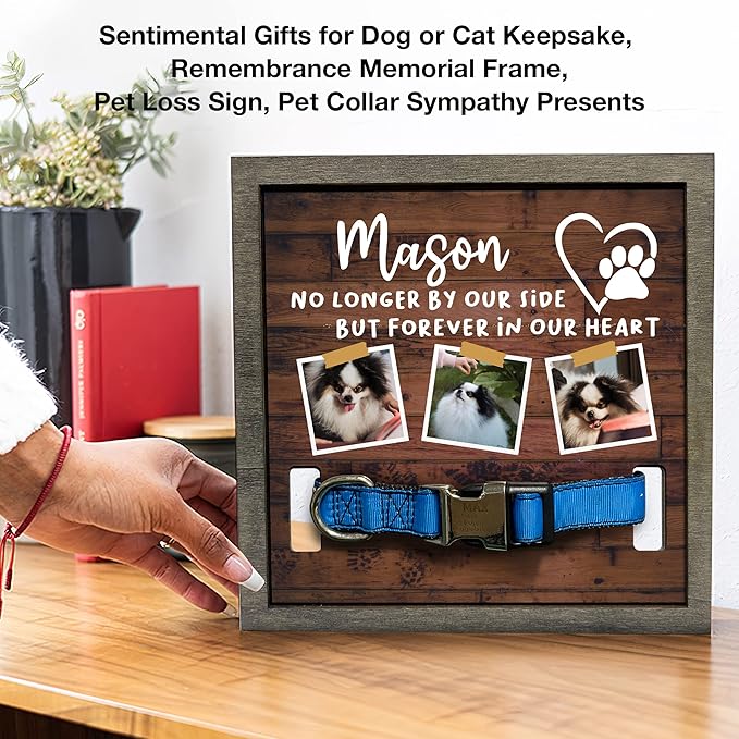 Personalized Dog Picture Frames Pet Memorial Dog for Daughter from Mom Best Ever for Dog Lovers Wall Decor TableTop Loss Sign Wood Frame with Collar Sympathy Pet Loss