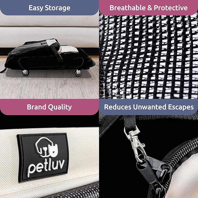 Large Pet Carrier on Wheels. Holds 2 Cats or Medium Dog. Rolling, Soft Sided Cat Carrier & Dog Crate for Travel. Collapsible, Portable Cat Bag with Soft Bed, Top & Side Loading, Locking Zippers