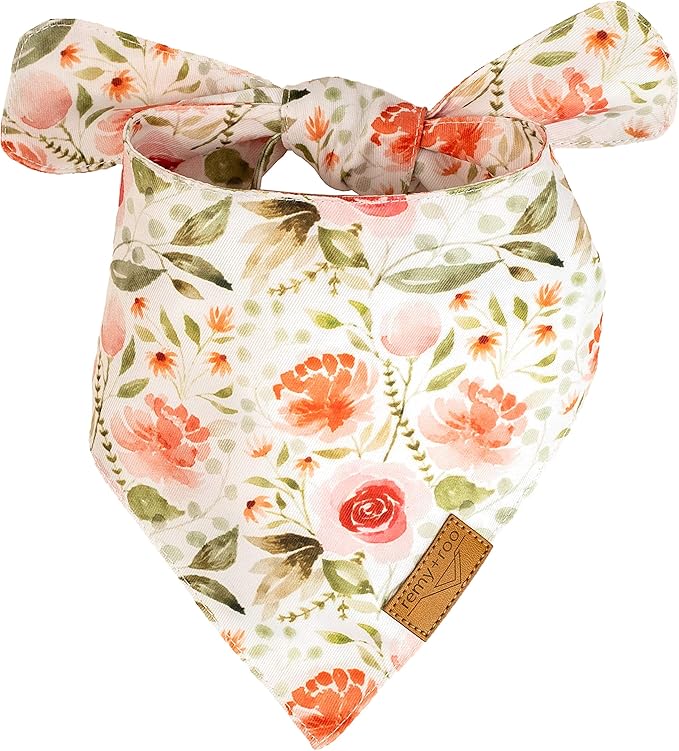 Remy+Roo Small Spring Bandanas - 4 Pack Rubi Set | Premium Durable Adjustable Polyester Fabric | Patented Shape Girl Dog Bandana, Floral Dog Bandana