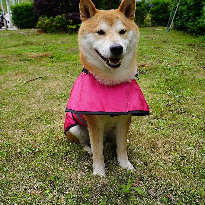 Dog Raincoat Waterproof Reflective Slicker - Lightweight Breathable Hooded Poncho Rain Coat Jacket with Adjustable Belly Strap and Leash Hole for Small Medium Large Dogs (Pink, Large)