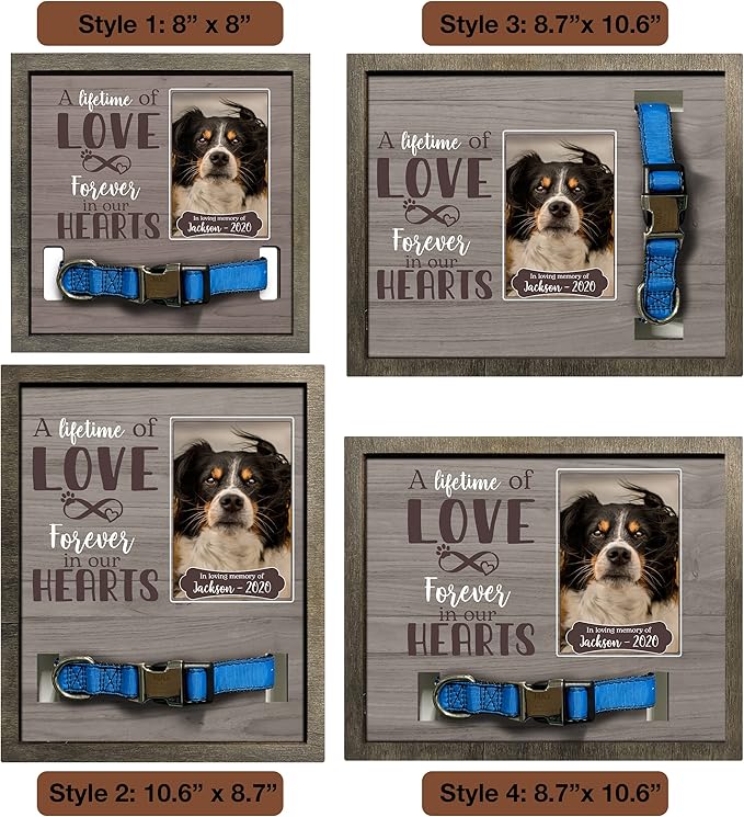 Personalized Dog Picture Pet Loss Sign Frames with Name Photo Keepsake Wood Memorial for Tabletops Remembrance for Dog Passing Away Sympathy Funerary Supplies for Pet Lovers