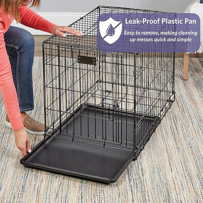 MidWest Homes for Pets 24-Inch iCrate Folding Dog Crate with Divider Panel, Leak-Proof Tray & Secure Latches – Metal Wire Kennel for Small Breeds – Portable, Durable & Easy to Assemble