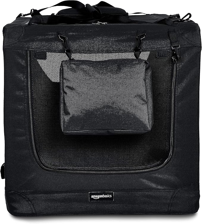 Amazon Basics Folding Portable Soft Pet Dog Crate Carrier Kennel, 36 x 24 x 24 inches, Black