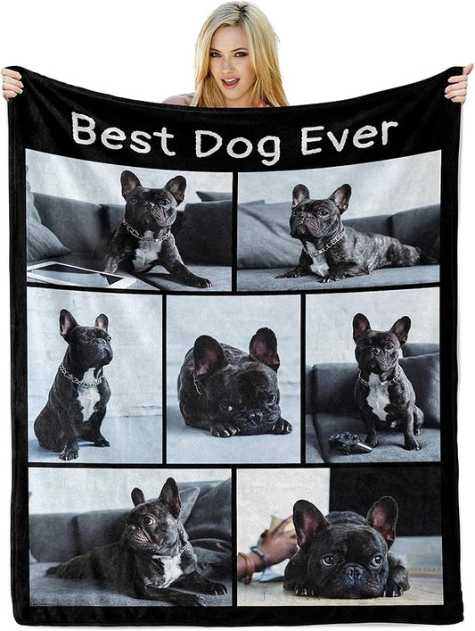 Personalized Dog Blanket with Pet Picture, Loss of Pet Sympathy Gift Dog, Custom Photo Blanket for Best Dog Ever, Puppy Gifts for New Owners, Pet Memorial Gifts for Birthday Christmas